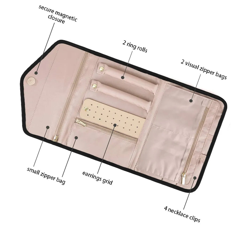 Vibe Geeks Roll Foldable Jewelry Case for Journey Travel