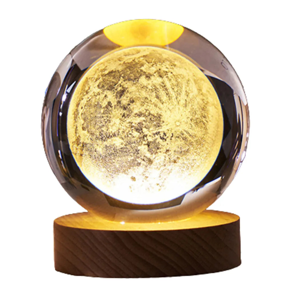 Vibe Geeks Crystal Ball Lamp with Wooden Base for Beside