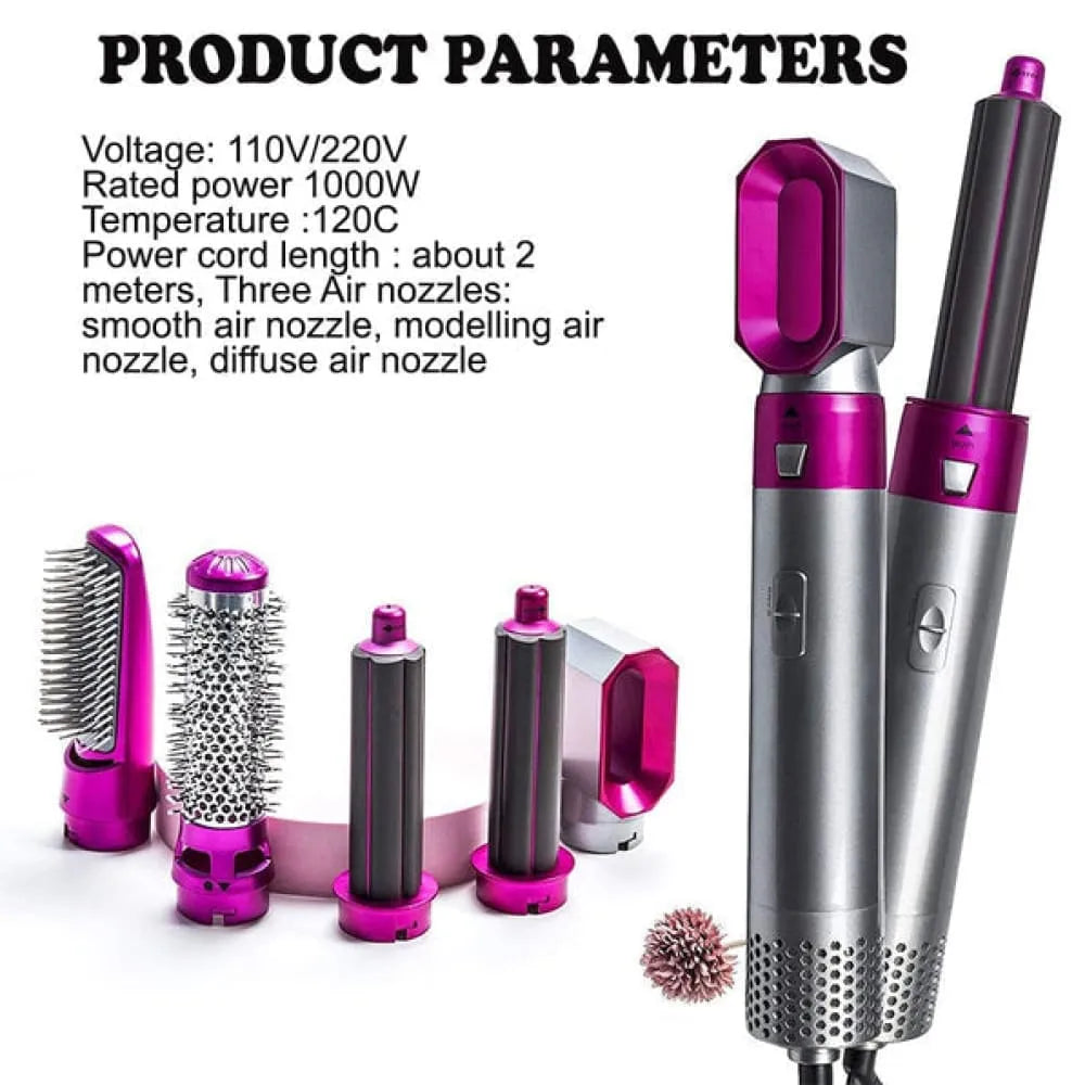 Vibe Geeks 5 - in - 1 Hot Air Brush Hair Volumizer