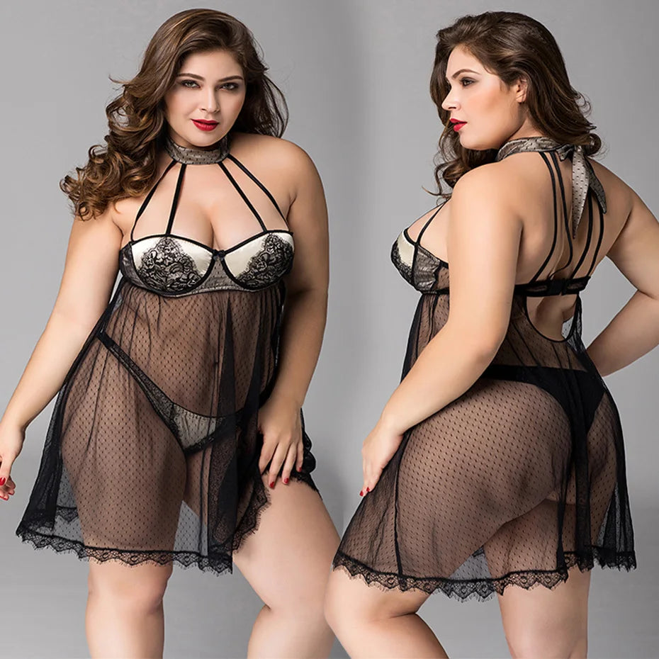 Plus Size Lingerie Alluring Babydoll Nightgown For Women