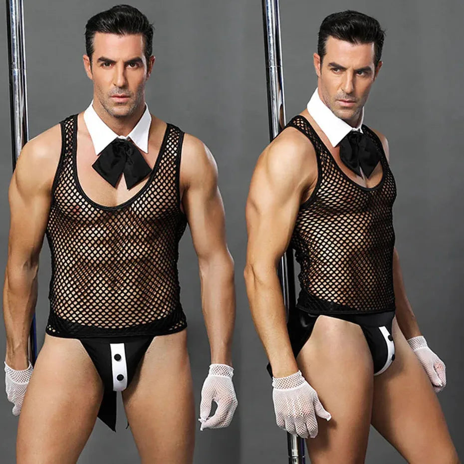 Blue Sailor Cosplay Lingerie Men Erotic Bodysuit