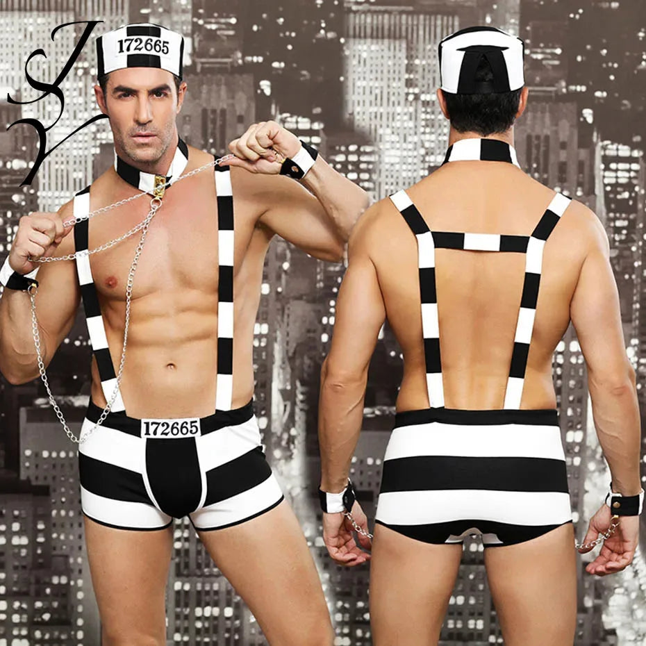 Alluring Prisoner Cosplay Lingerie Set Men Underwear &