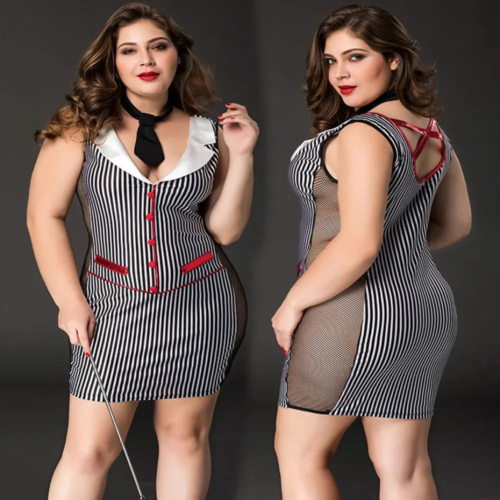 Alluring Teacher Cosplay Lingerie Black Dress Babydoll