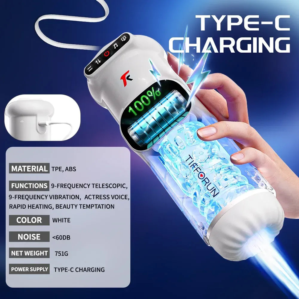 Auto Male Masturbator Cup Telescopic Thrusting Vibrating