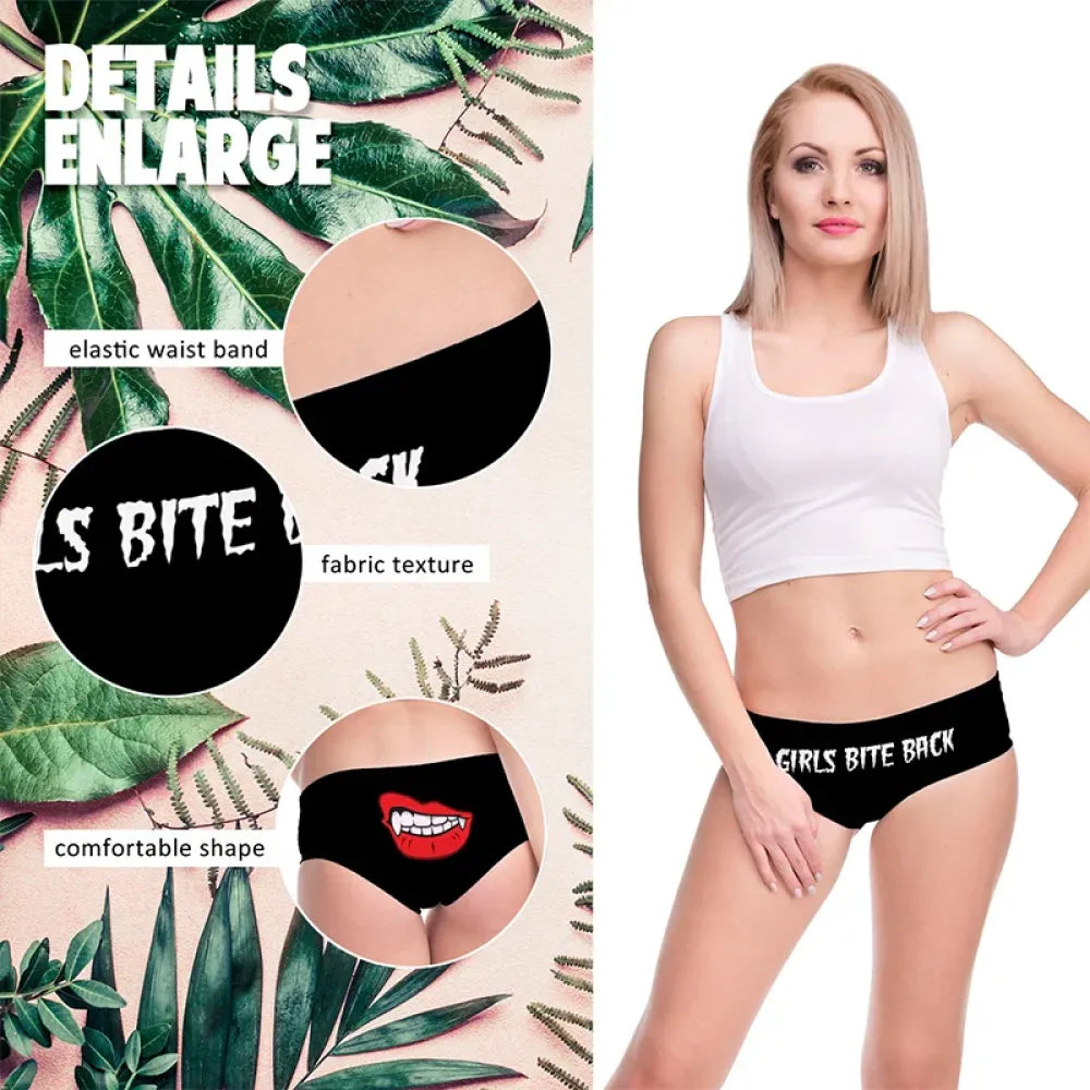 DeanFire Girls Bite Letters Print Super Soft Sexy Underwear