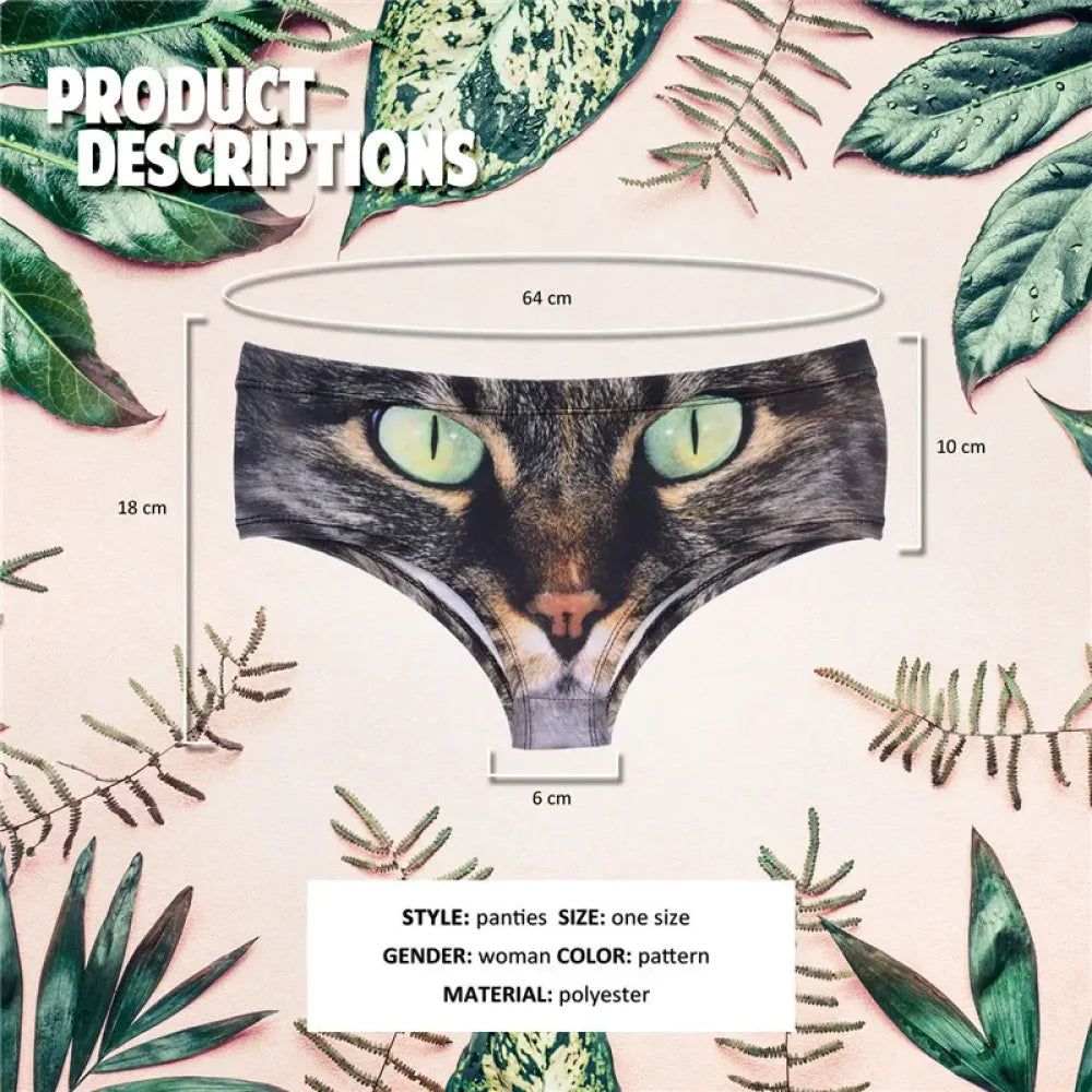 DeanFire Kawaii 3D Panties Women Underwear Wild Cat Green