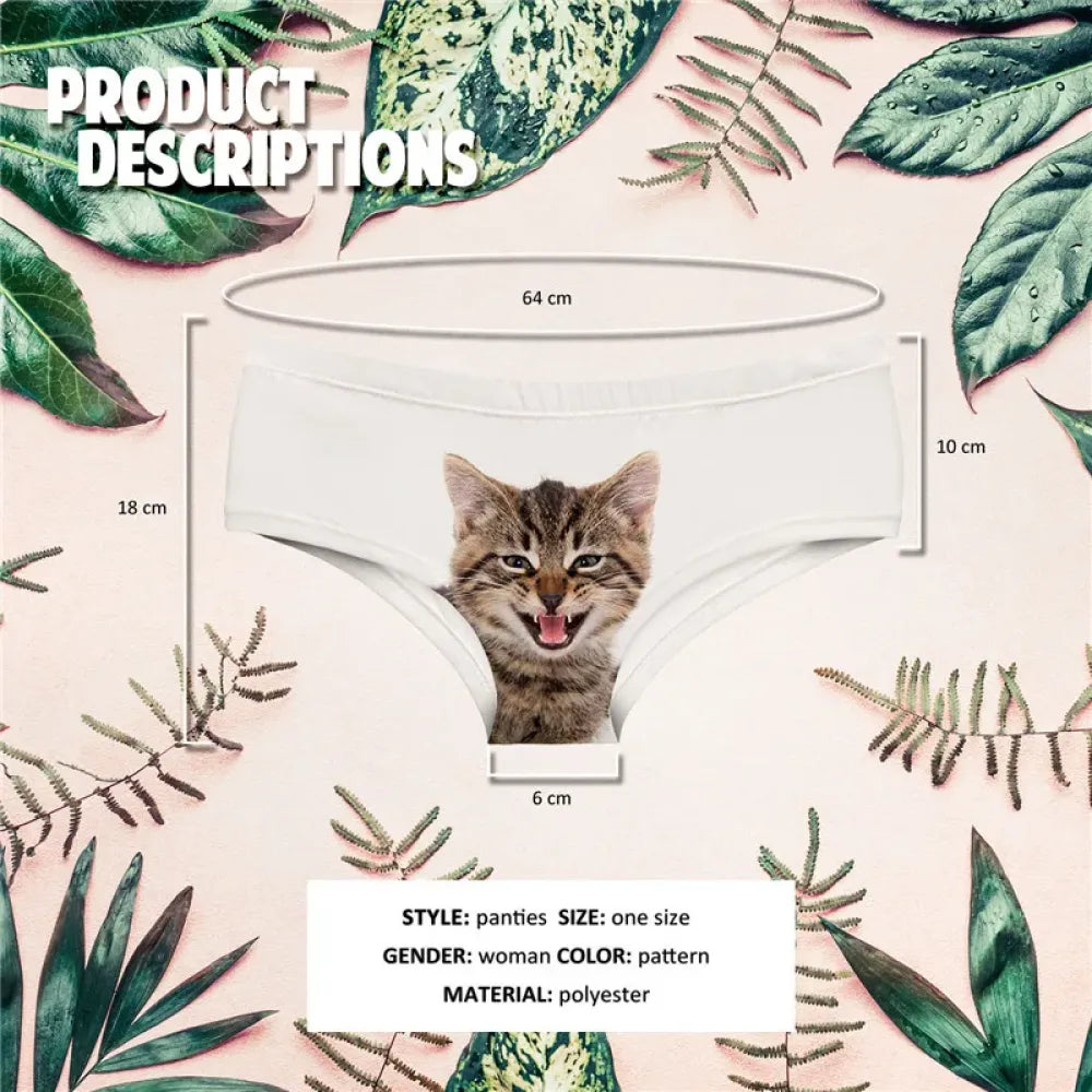 DeanFire Super Soft Women 3D Panties Underwear CAT SMILE