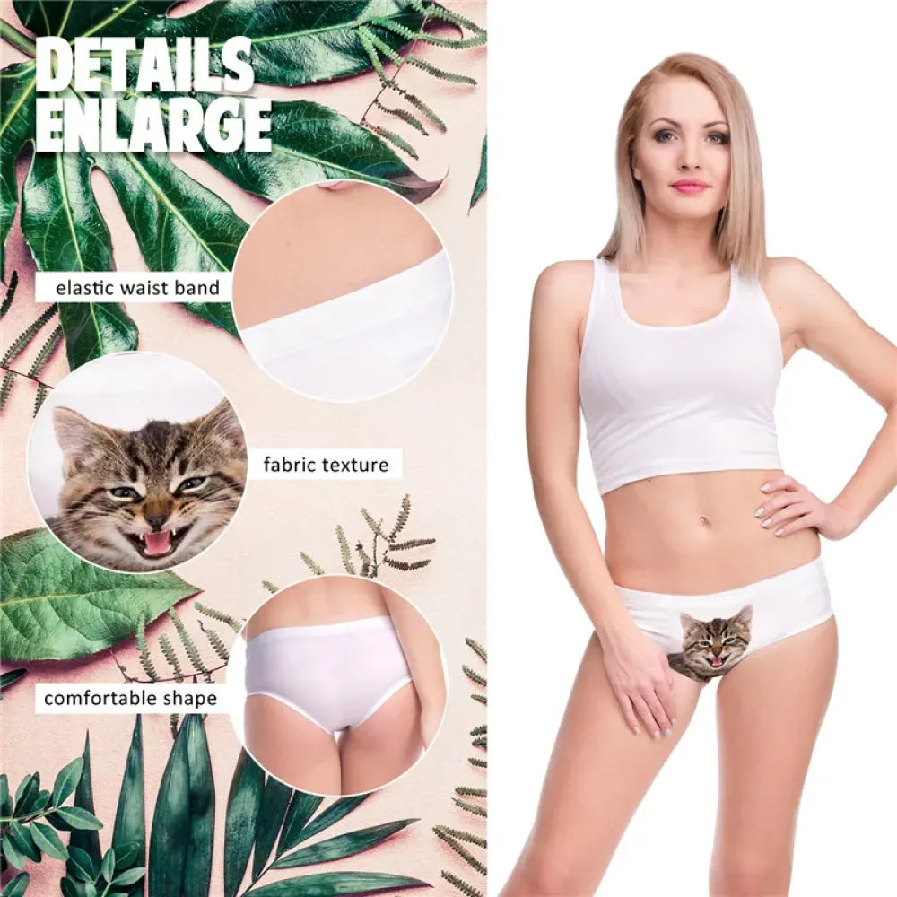 DeanFire Super Soft Women 3D Panties Underwear CAT SMILE