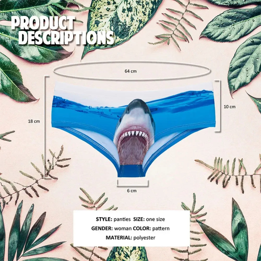 Hot Sale 3D Print Women Panties shark jawz Pattern Sexy