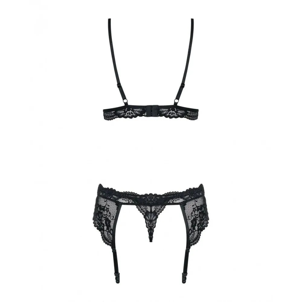 Lace Underwear Set By Obsessive 810-Seg-1 Black L/Xl