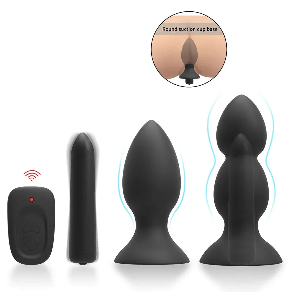 Silicone Anal Vibrator With Suction Cups And Prostate