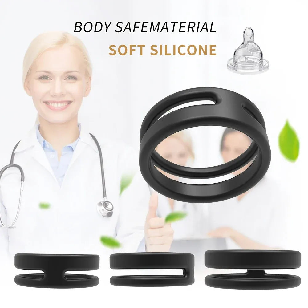 Silicone Dual Cock Rings For Men Delay Ejaculation &