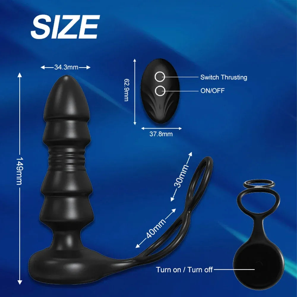 Telescopic Prostate Massager With Delay And Cock Ring