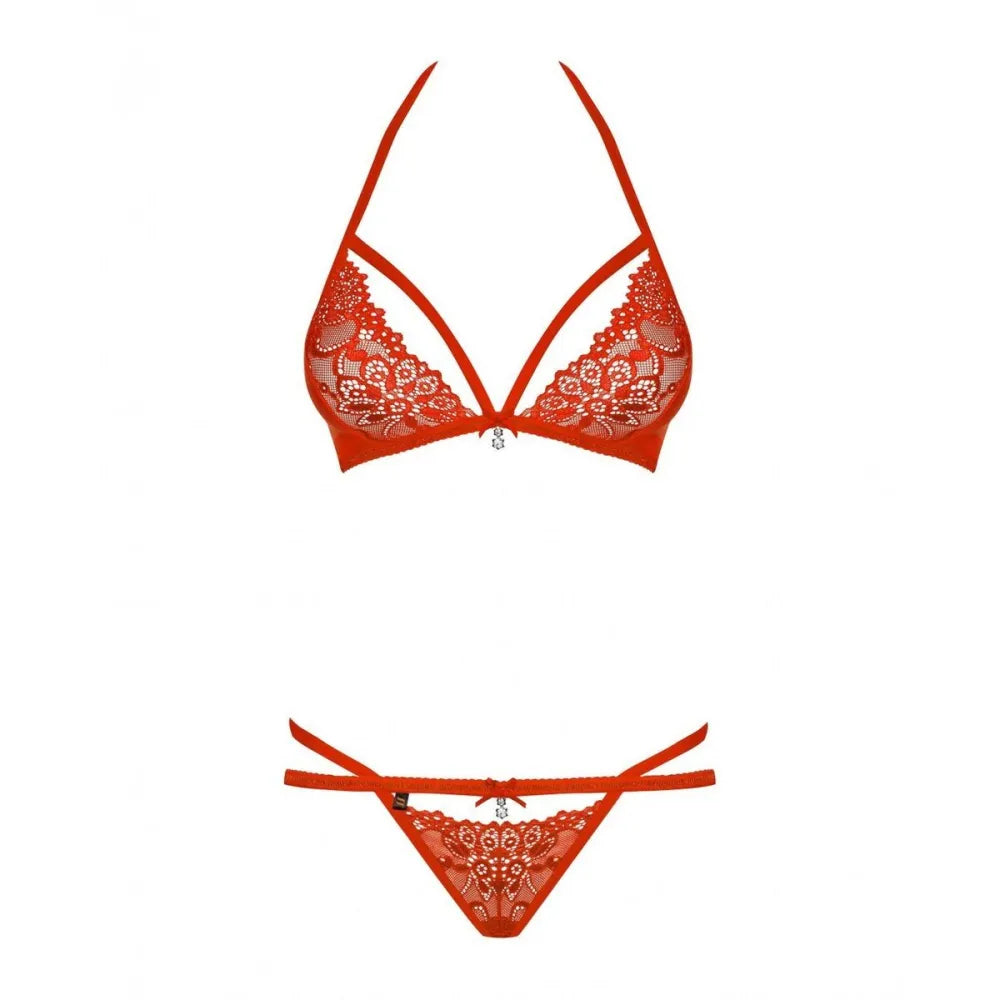 Underwear Set By Obsessive 838-Set-3 Red L/Xl