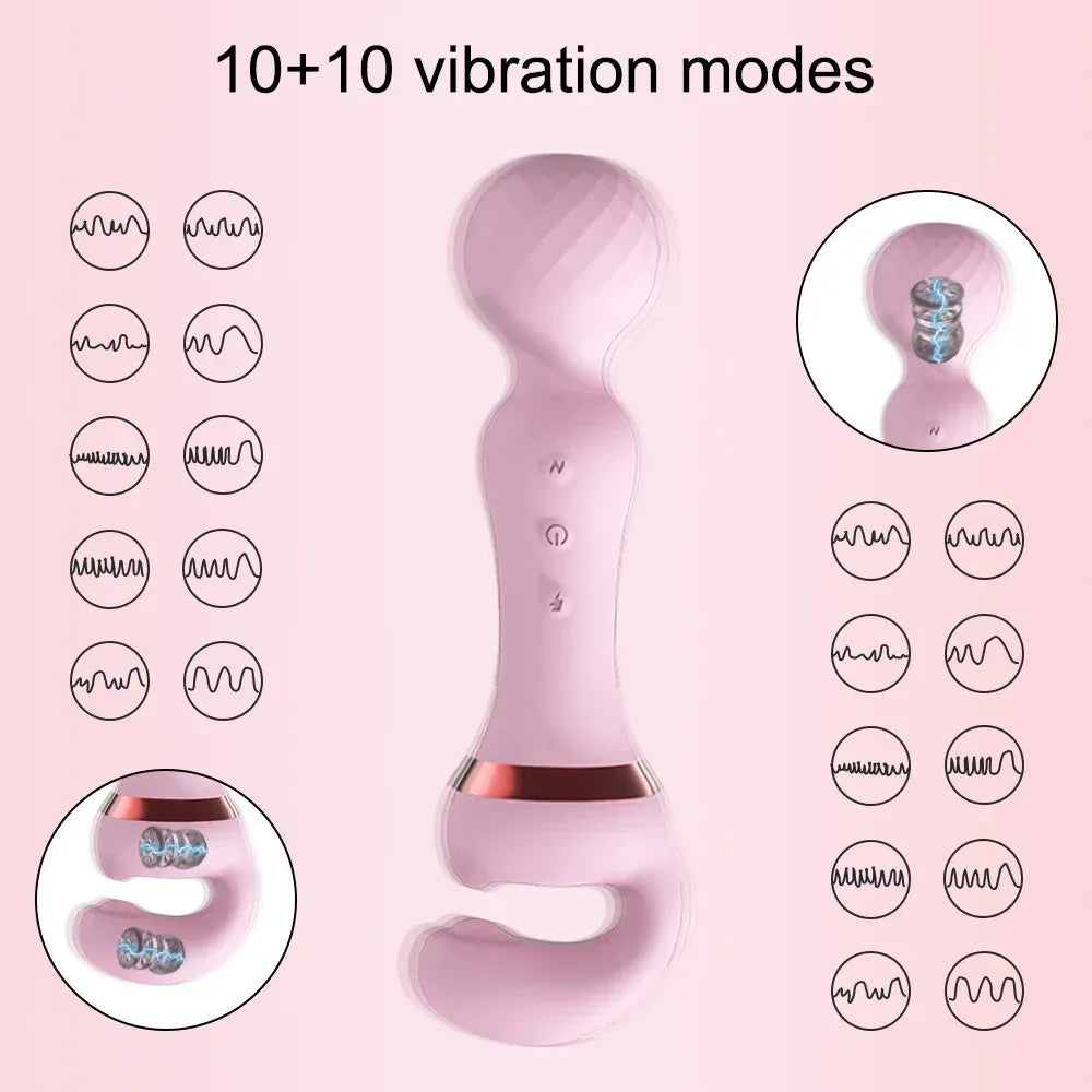 USB Recharge Av Vibrator 20 Modes for Female Pleasure